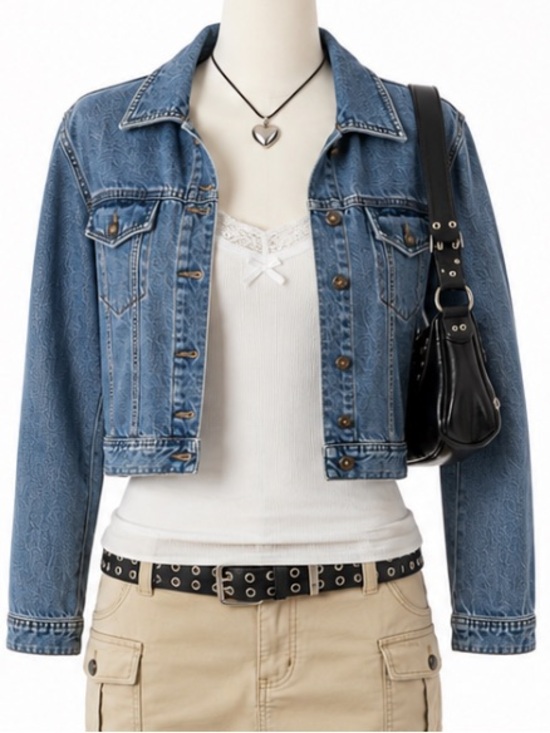 Studio Ease Jackets & Blazers - Vintage Y2K Studio Ease Denim Trucker Short Jean Jacket Indie 2000s Layering | 8